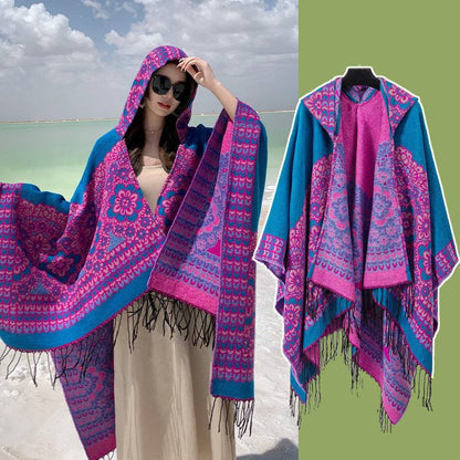 Ethnic Style Desert Seaside Photograph Cloak Scarf - Xmaker