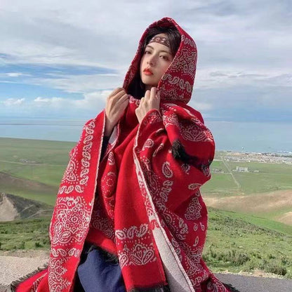 Ethnic Style Desert Seaside Photograph Cloak Scarf - Xmaker