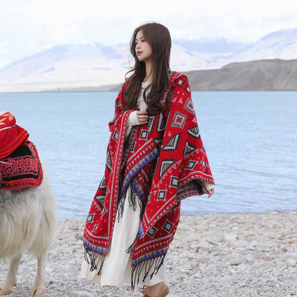 Ethnic Style Desert Seaside Photograph Cloak Scarf - Xmaker