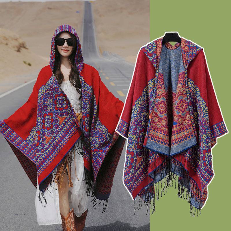 Ethnic Style Desert Seaside Photograph Cloak Scarf - Xmaker