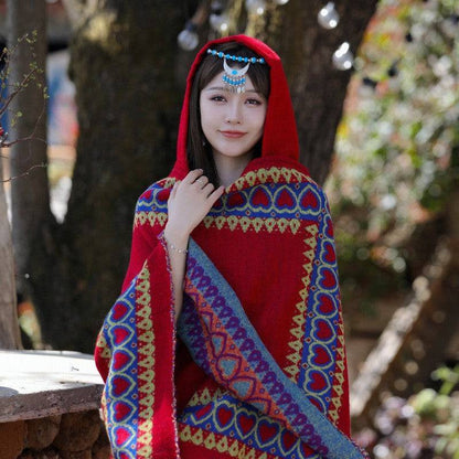 Ethnic Style Desert Seaside Photograph Cloak Scarf - Xmaker