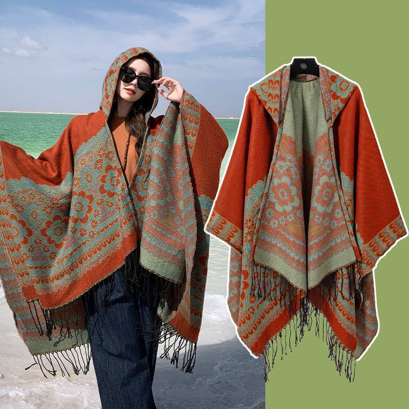 Ethnic Style Desert Seaside Photograph Cloak Scarf - Xmaker