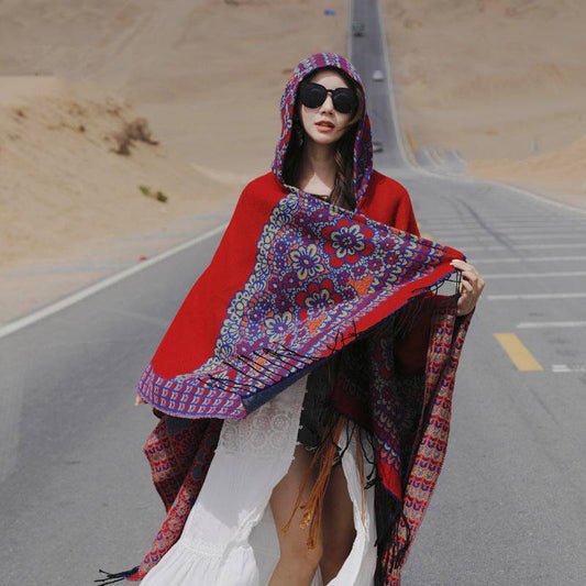 Ethnic Style Desert Seaside Photograph Cloak Scarf - Xmaker