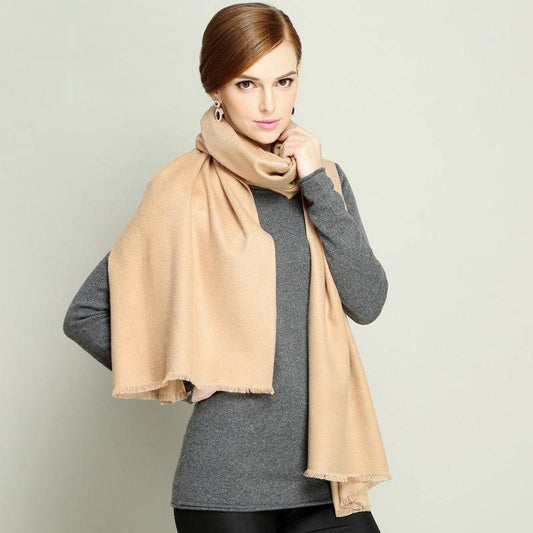 Solid Color Brushed Shawl Tassel Plus Size Thickening Scarf - Xmaker