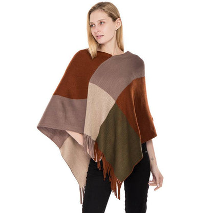 Large Plaid Color Matching Knitted Warm Shawl - Xmaker