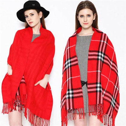 Cashmere plaid pocket scarf - Xmaker