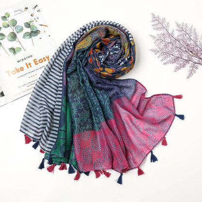 Retro Patchwork Bohemian Printed Cashew Scarf - Xmaker