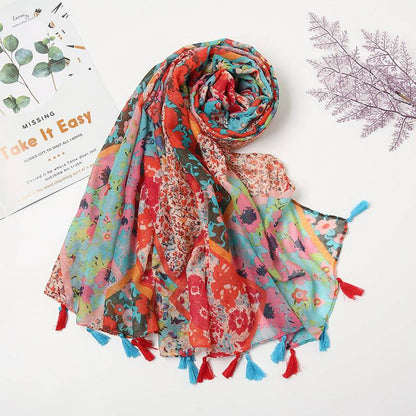 Retro Patchwork Bohemian Printed Cashew Scarf - Xmaker