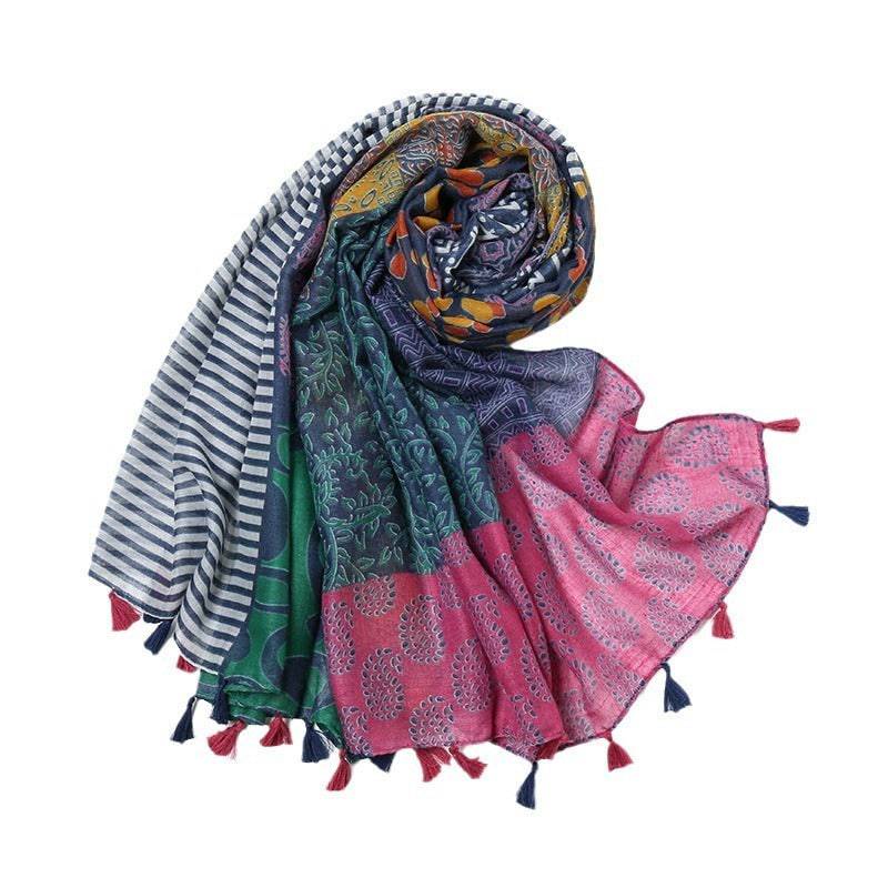 Retro Patchwork Bohemian Printed Cashew Scarf - Xmaker