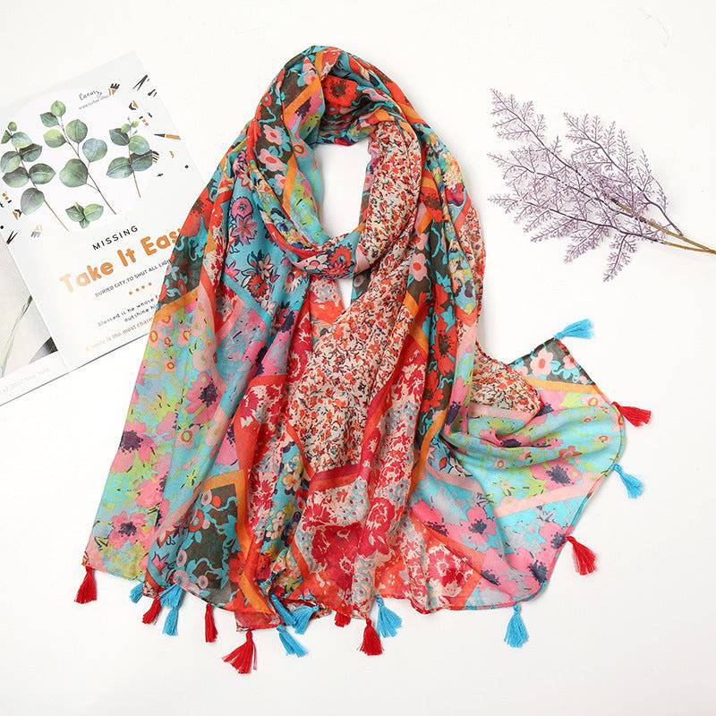 Retro Patchwork Bohemian Printed Cashew Scarf - Xmaker