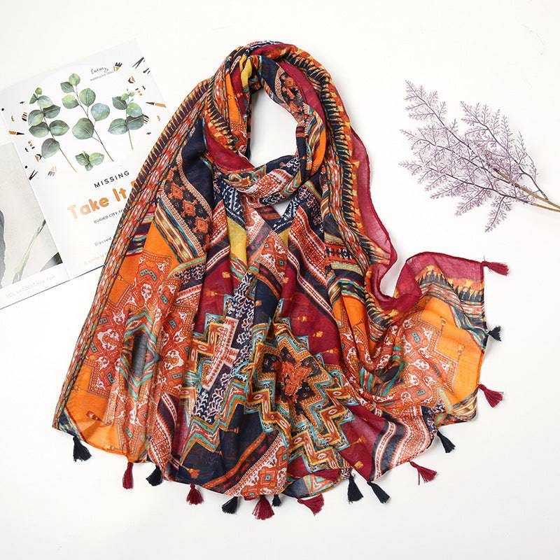 Retro Patchwork Bohemian Printed Cashew Scarf - Xmaker