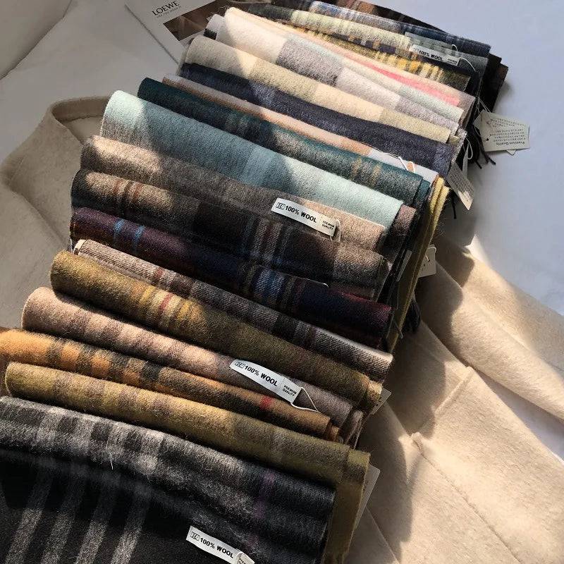 Chic Classic Plaid Cashmere Scarf Wool Thermal - Xmaker