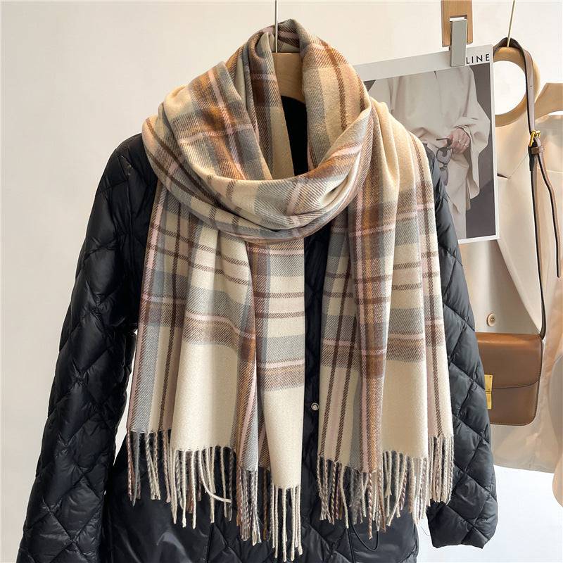 Cashmere Faux Cashmere Scarf Winter Plaid All Match - Xmaker