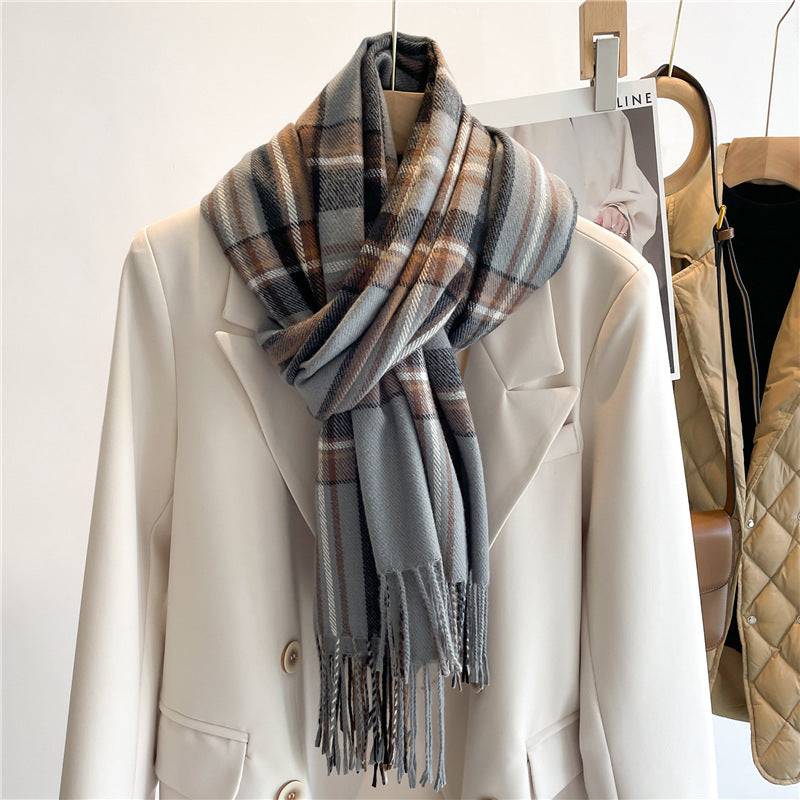 Cashmere Faux Cashmere Scarf Winter Plaid All Match - Xmaker