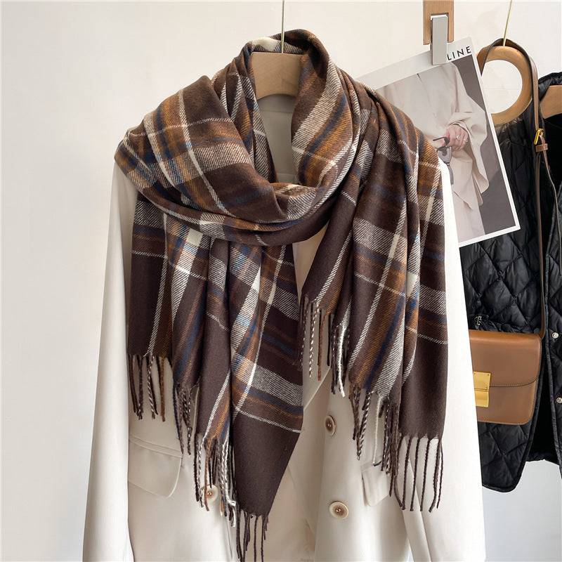 Cashmere Faux Cashmere Scarf Winter Plaid All Match - Xmaker