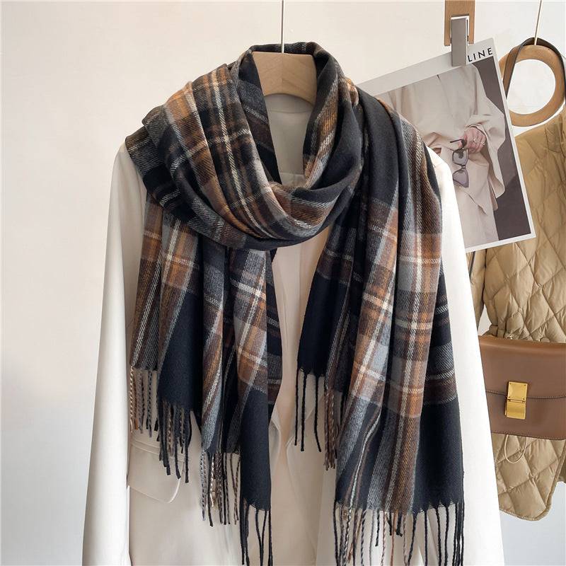 Cashmere Faux Cashmere Scarf Winter Plaid All Match - Xmaker