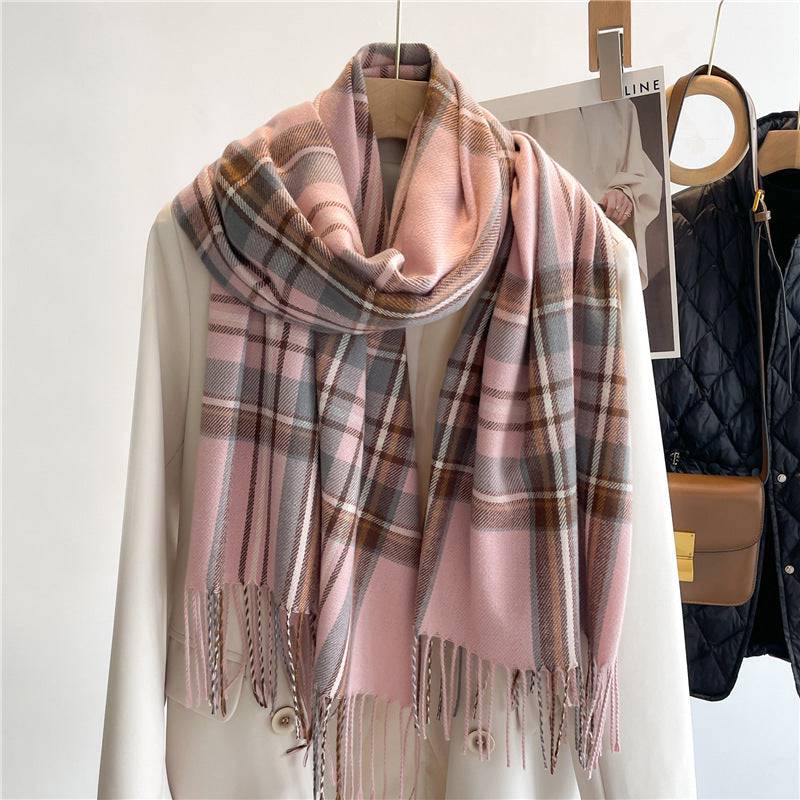 Cashmere Faux Cashmere Scarf Winter Plaid All Match - Xmaker