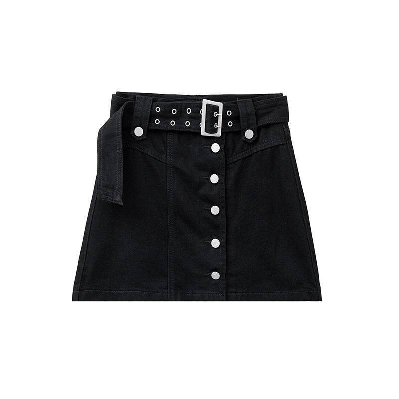 Belt Design Sense Denim Skirt - Xmaker