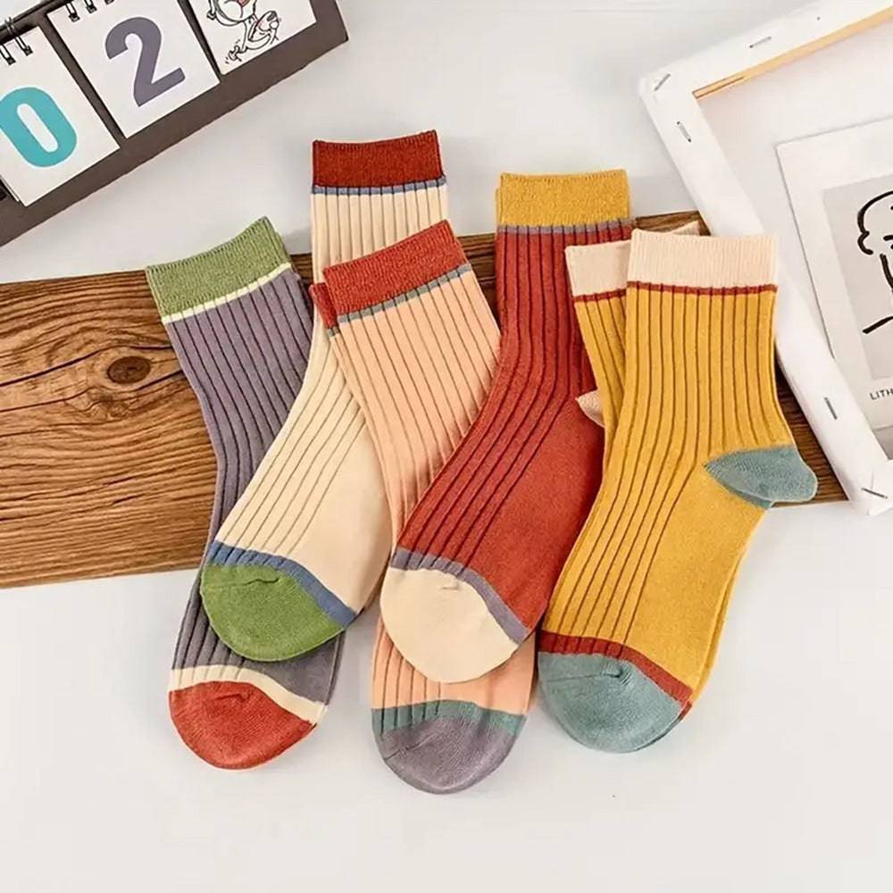 Candy Color Matching Striped Socks-Xmaker