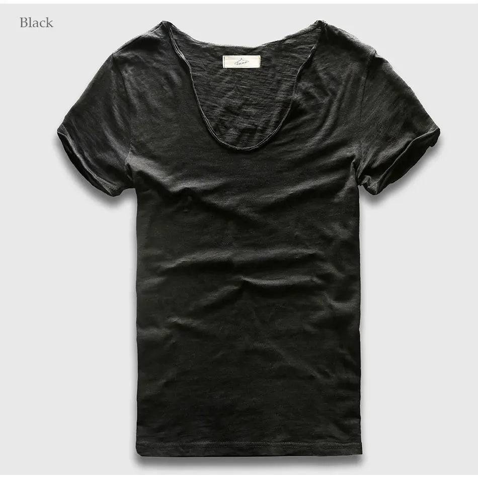 Men Plain Hip Hop Casual V Neck Short Sleeve T-Shirt Men - Xmaker