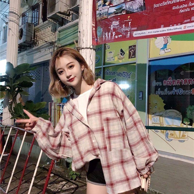 Women Blouses Shirts Plaid Oversize Thin Casual Sun-protect - Xmaker