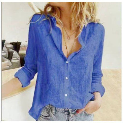 Women Lapel Long Sleeve Oversize Blouses - Xmaker