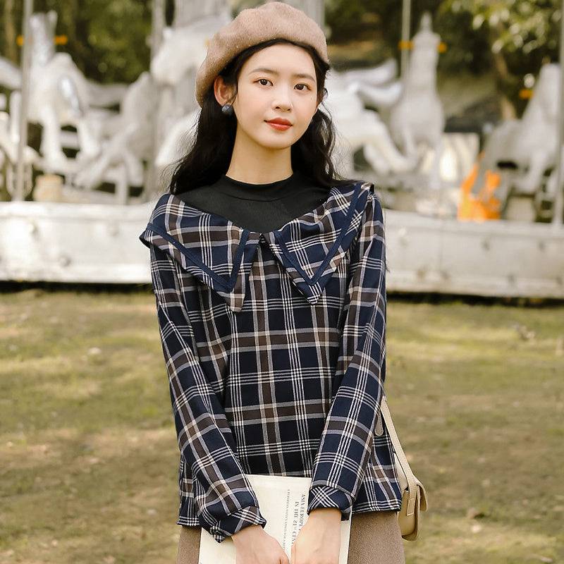 Half-high Collar Women Long-sleeved Shirt - Xmaker