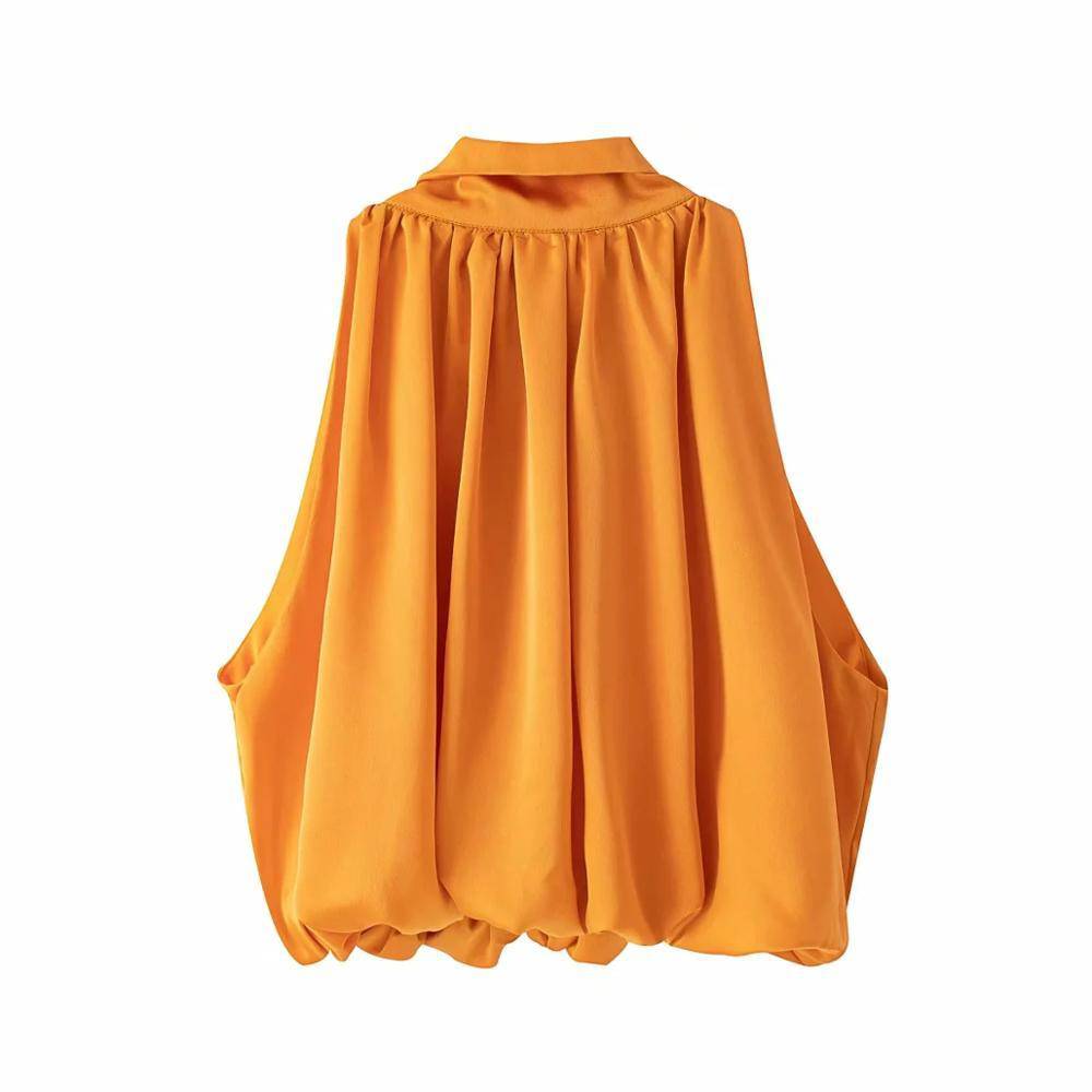 Blouses Orange Crop Ladies Shirt - Xmaker