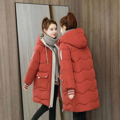 Women Down Cotton Hooded Overcoat Thick Windproof  Coat - Xmaker