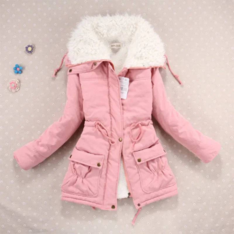 Women Winter Jackets Thicken Hooded Long Down Jacket Women Coats Slim Fit Hair Collar Cotton-padded Clothes Women Down Coats - Xmaker