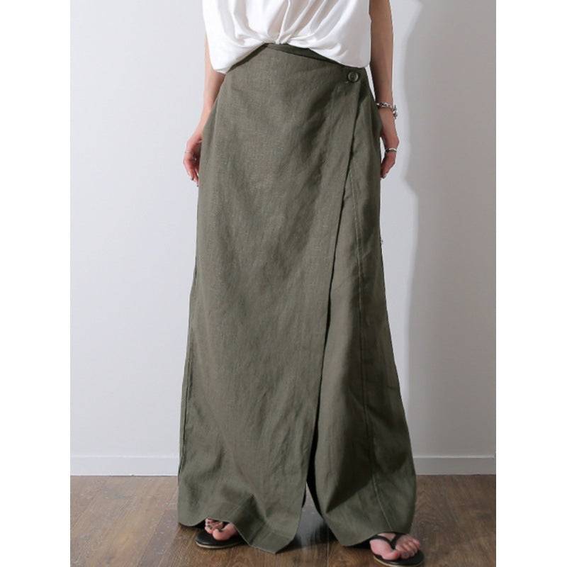 Japanese niche ~ British commuter trousers simple high waist button slim wide leg pants suit skirt pants - Xmaker. Inc