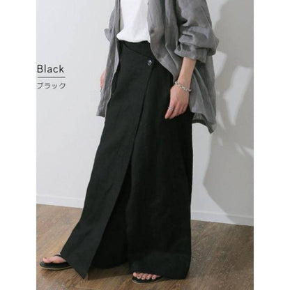 Japanese niche ~ British commuter trousers simple high waist button slim wide leg pants suit skirt pants - Xmaker. Inc