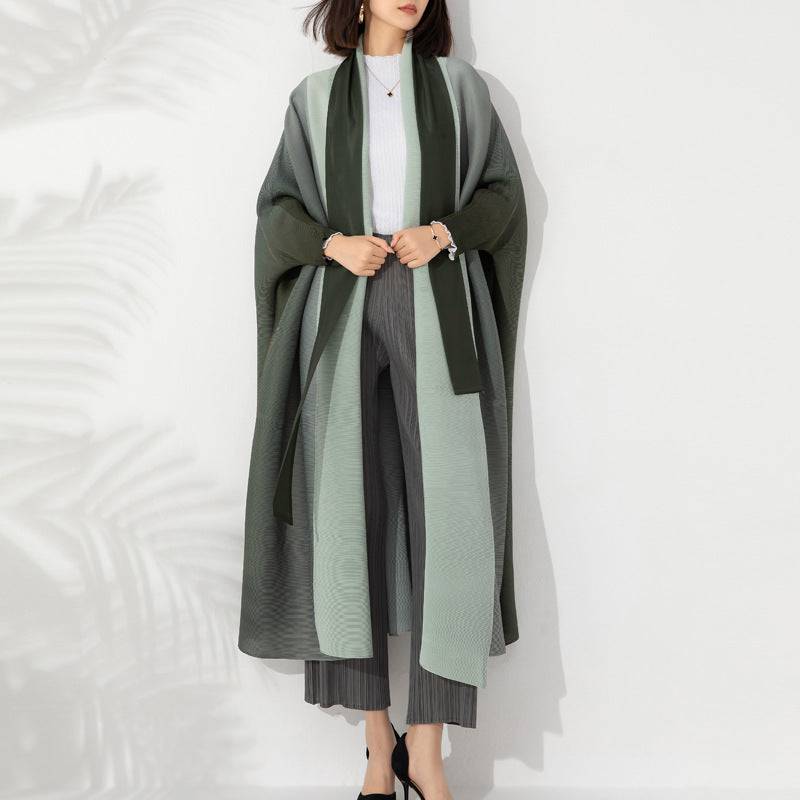 Shoulder Cloak Coat Pleated Loose Plus Size Scarf - Xmaker