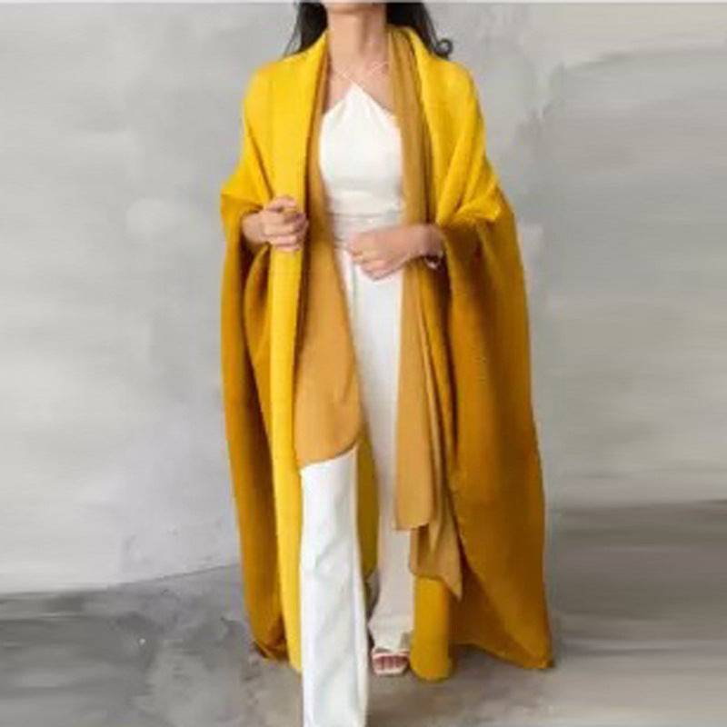 Shoulder Cloak Coat Pleated Loose Plus Size Scarf - Xmaker