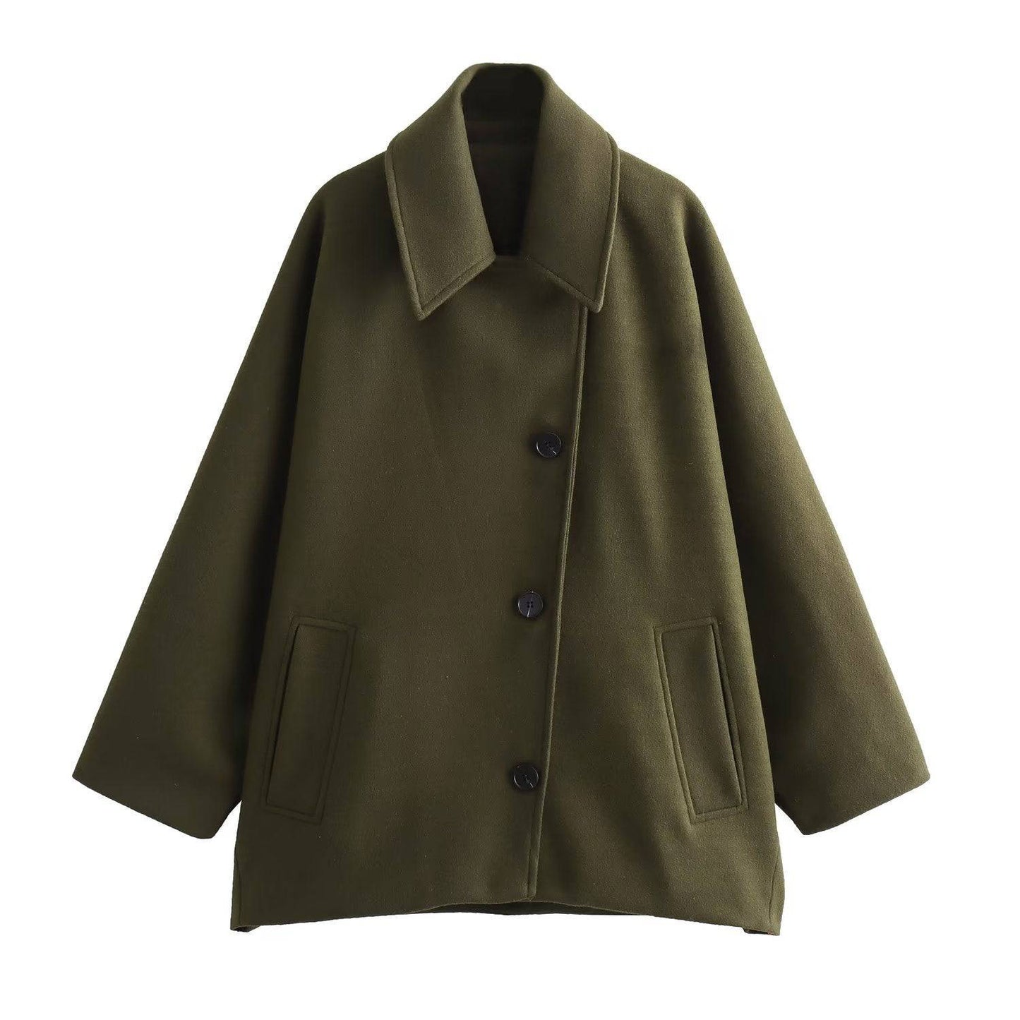 French Coat Polo Collar Blended Short Cape Sleeve Coat - Xmaker