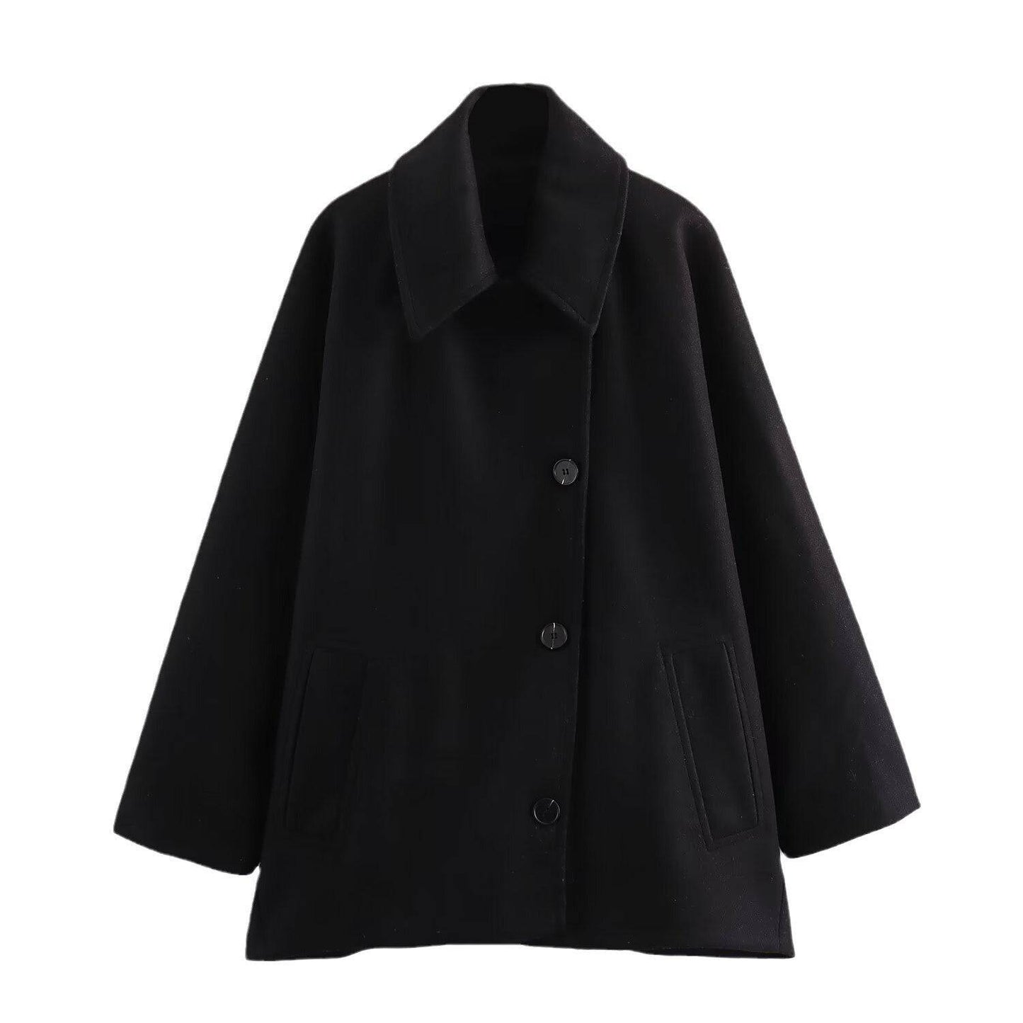 French Coat Polo Collar Blended Short Cape Sleeve Coat - Xmaker