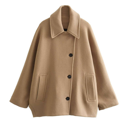 French Coat Polo Collar Blended Short Cape Sleeve Coat - Xmaker