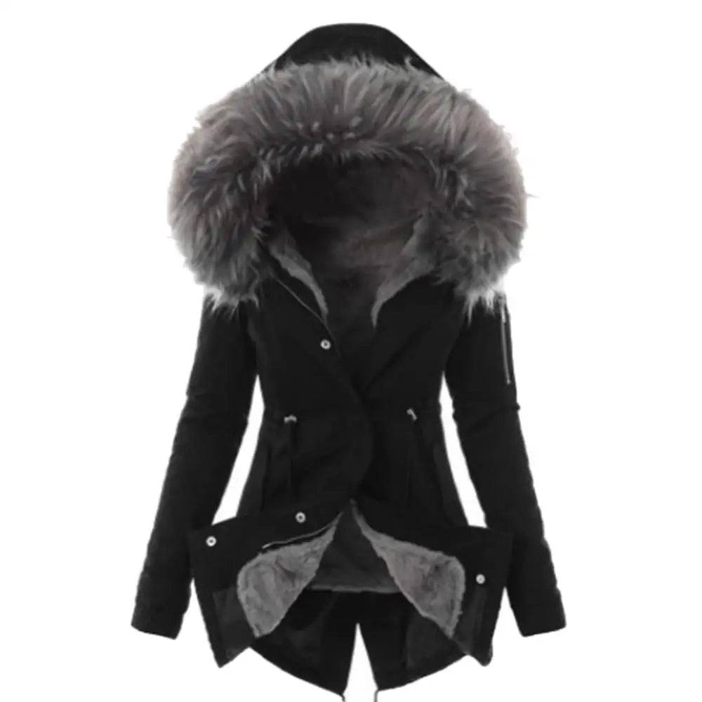 Warm Winter Women Faux Fur Hooded Cotton Down Jacket Casual Outwear Long Overcoat - Xmaker