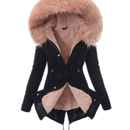 Warm Winter Women Faux Fur Hooded Cotton Down Jacket Casual Outwear Long Overcoat - Xmaker