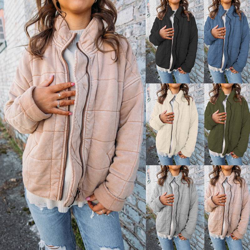 Stand Collar Loose Long Sleeve Jacket Cotton Coat Jacket - Xmaker