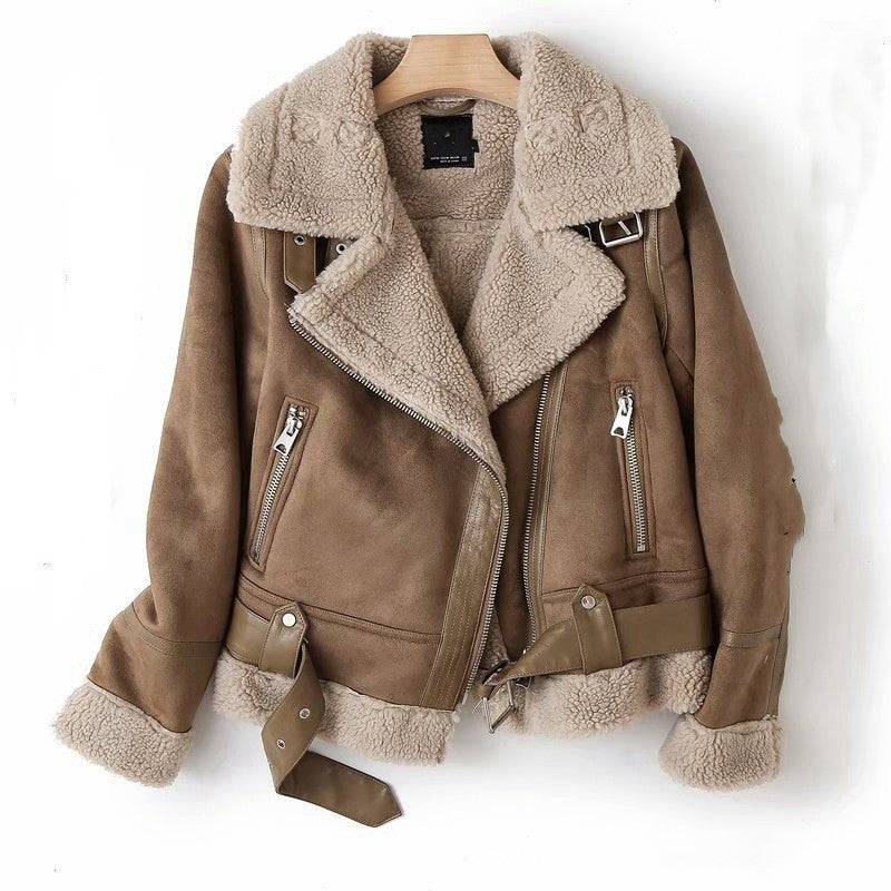 Lamb Wool Warm Coat Motorcycle Clothing Women - Xmaker