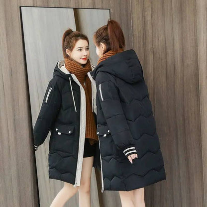 Women Down Cotton Hooded Overcoat Thick Windproof  Coat - Xmaker