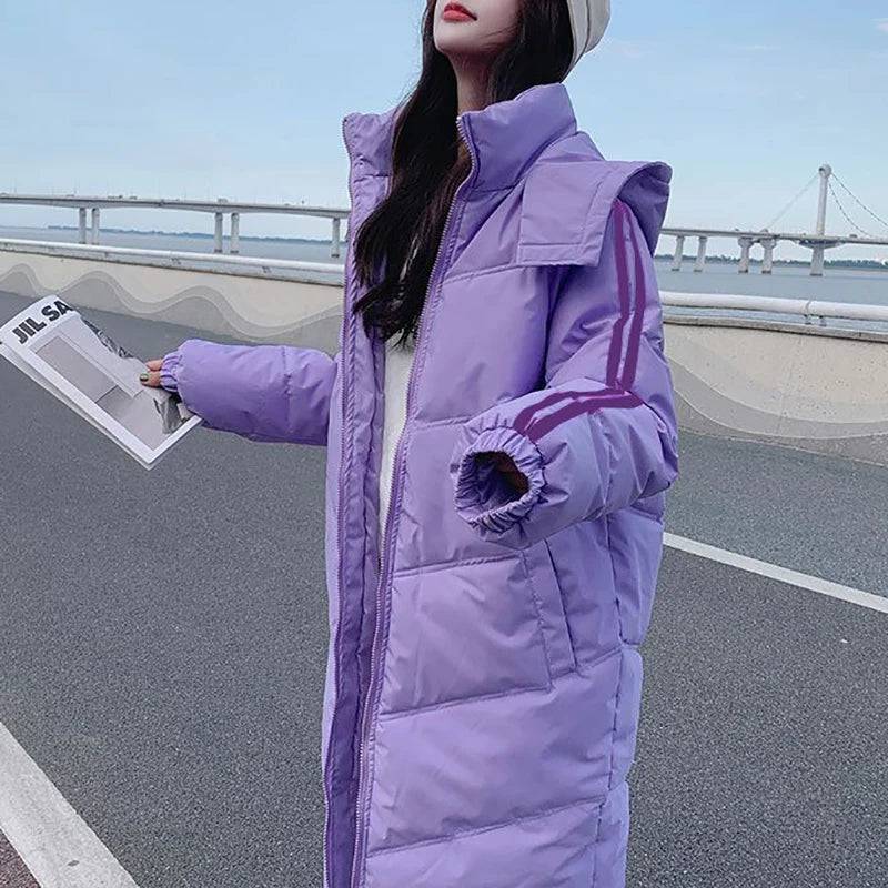 Women Down Cotton Hooded Overcoat Thick Windproof  Coat - Xmaker