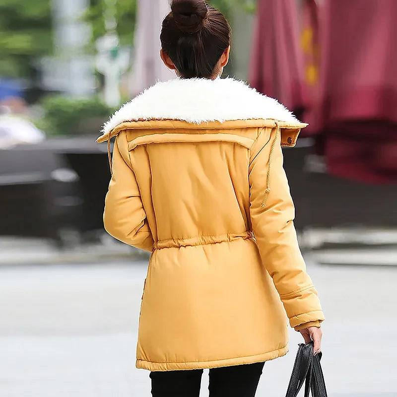 Women Winter Jackets Thicken Hooded Long Down Jacket Women Coats Slim Fit Hair Collar Cotton-padded Clothes Women Down Coats - Xmaker