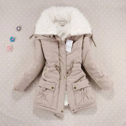 Women Winter Jackets Thicken Hooded Long Down Jacket Women Coats Slim Fit Hair Collar Cotton-padded Clothes Women Down Coats - Xmaker