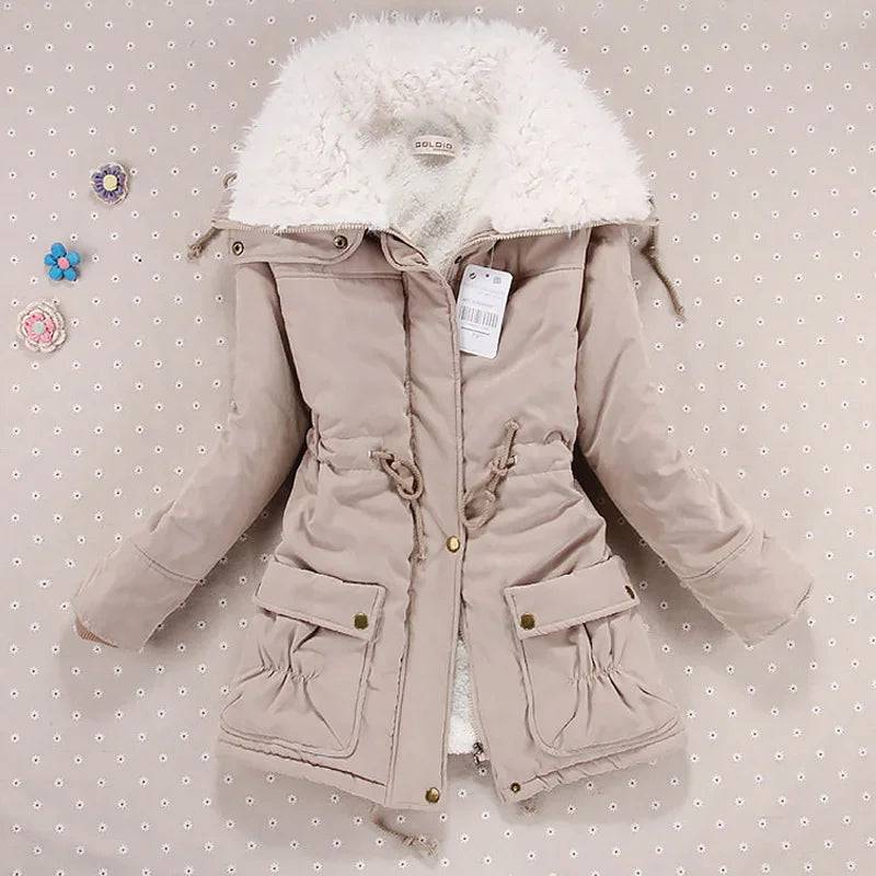 Women Winter Jackets Thicken Hooded Long Down Jacket Women Coats Slim Fit Hair Collar Cotton-padded Clothes Women Down Coats - Xmaker