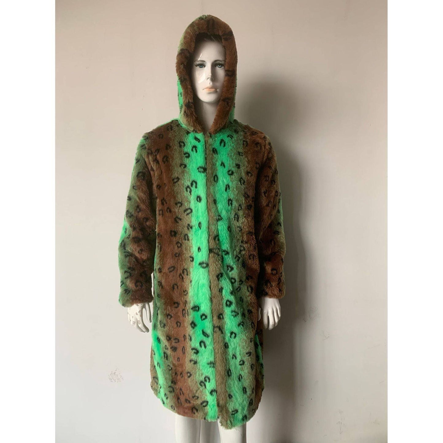 Fur Neon Leopard Print Furry Coat - Xmaker