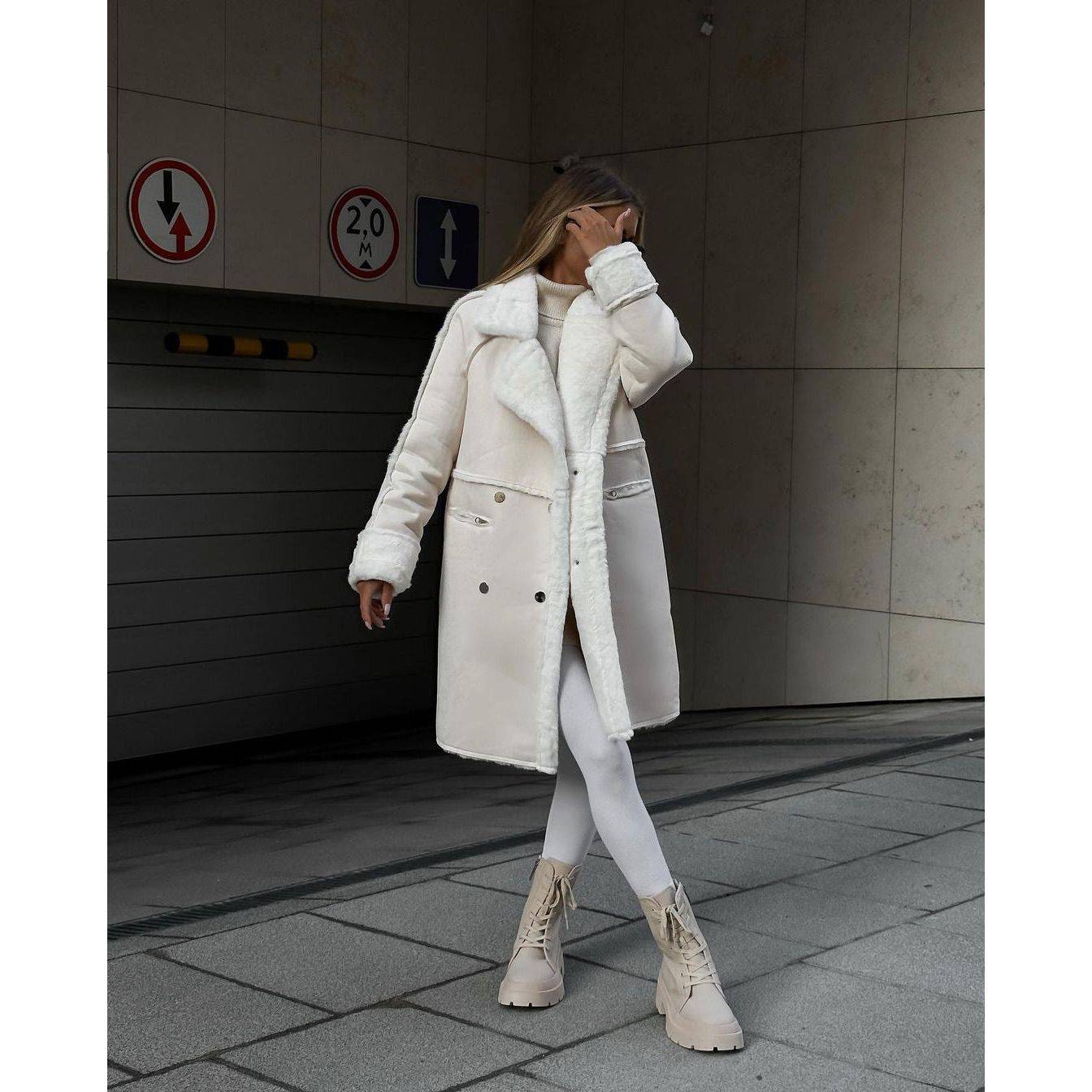 Coat Suit Collar Long Cardigan Long Sleeve Plush Coat - Xmaker