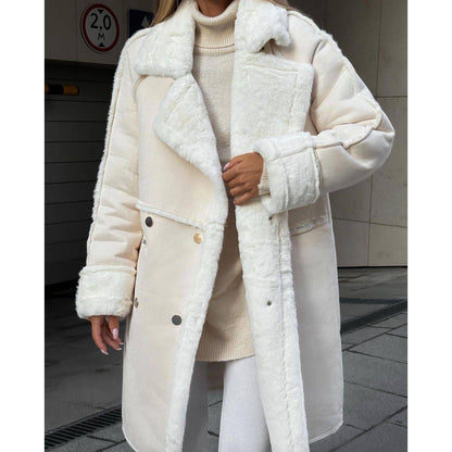 Coat Suit Collar Long Cardigan Long Sleeve Plush Coat - Xmaker