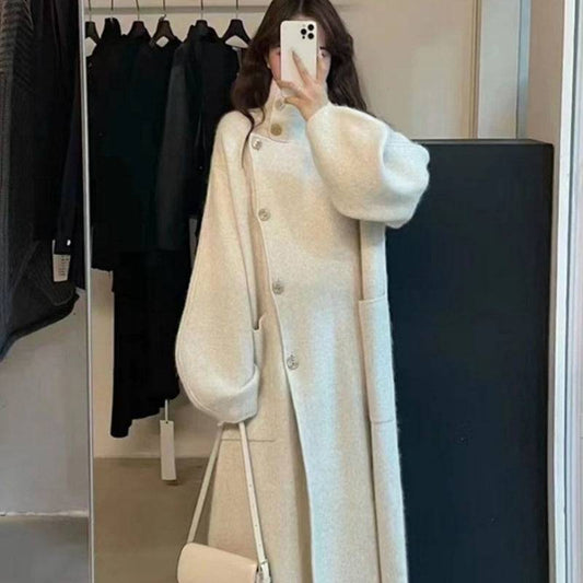 Women Mid-length Turtleneck Knitting Wool Coat - Xmaker